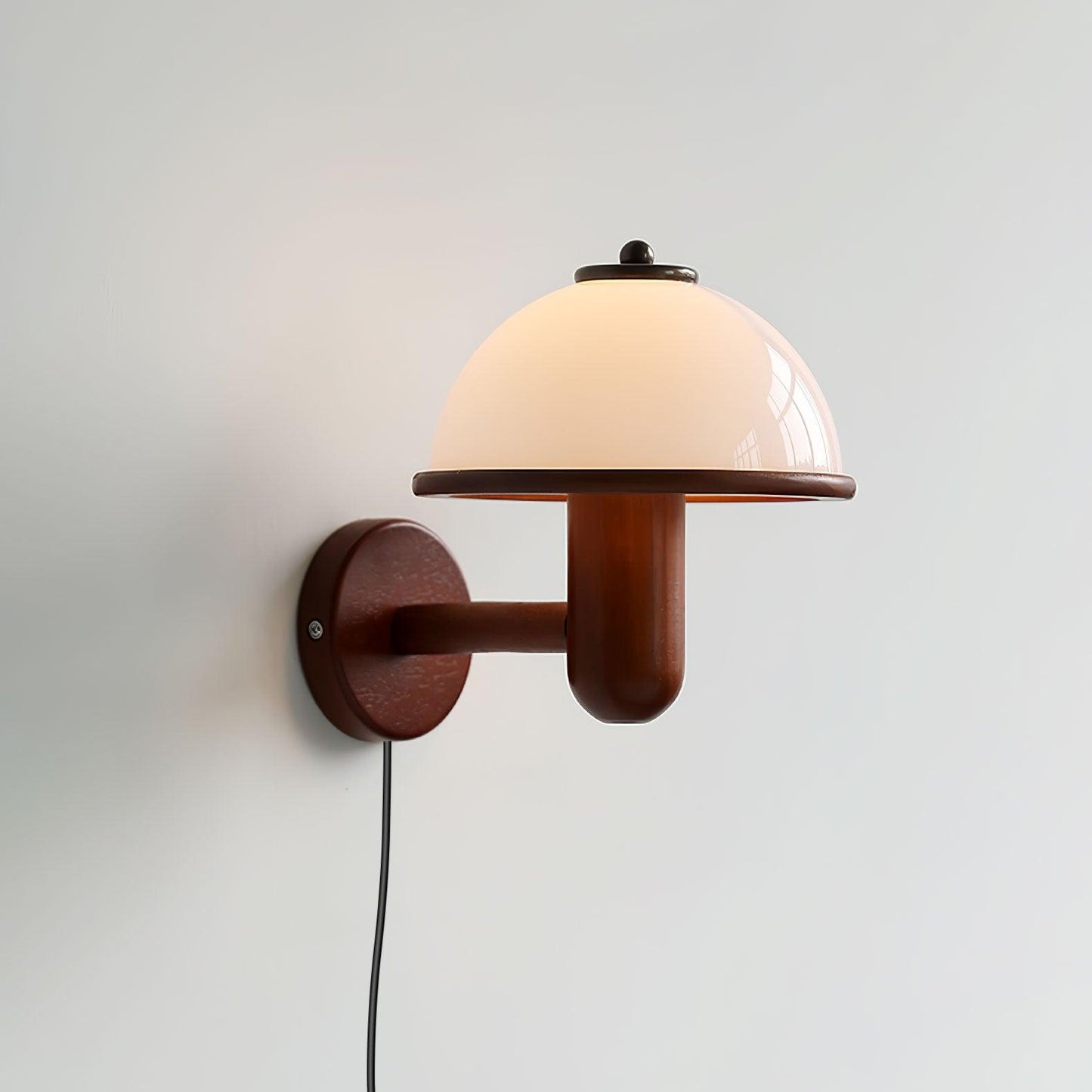 Mushroom Wood Wall Lamp with LED Shade - Indoor Lighting