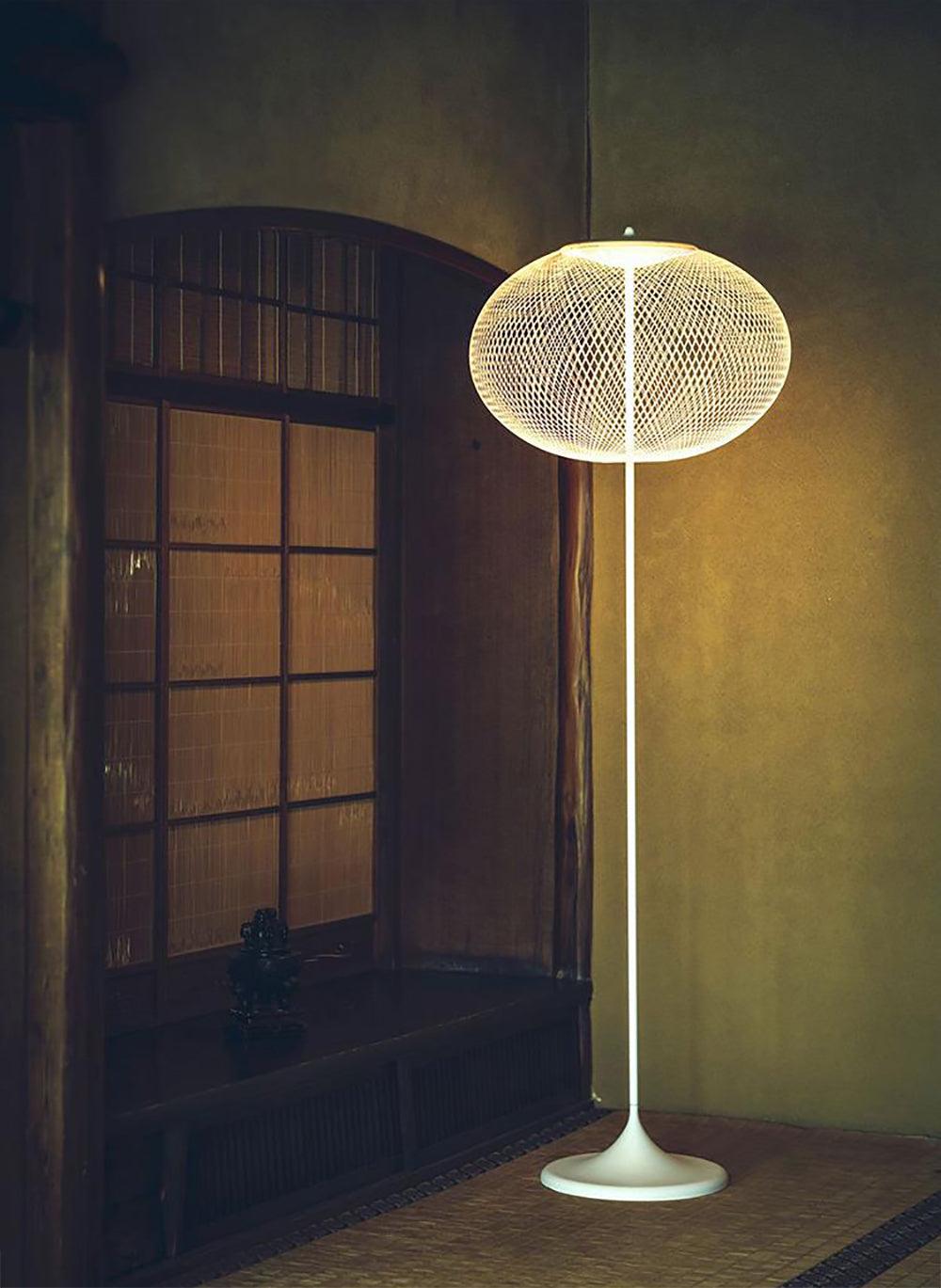 Metallic Meshwork Floor Lamp with Integrated LED Light