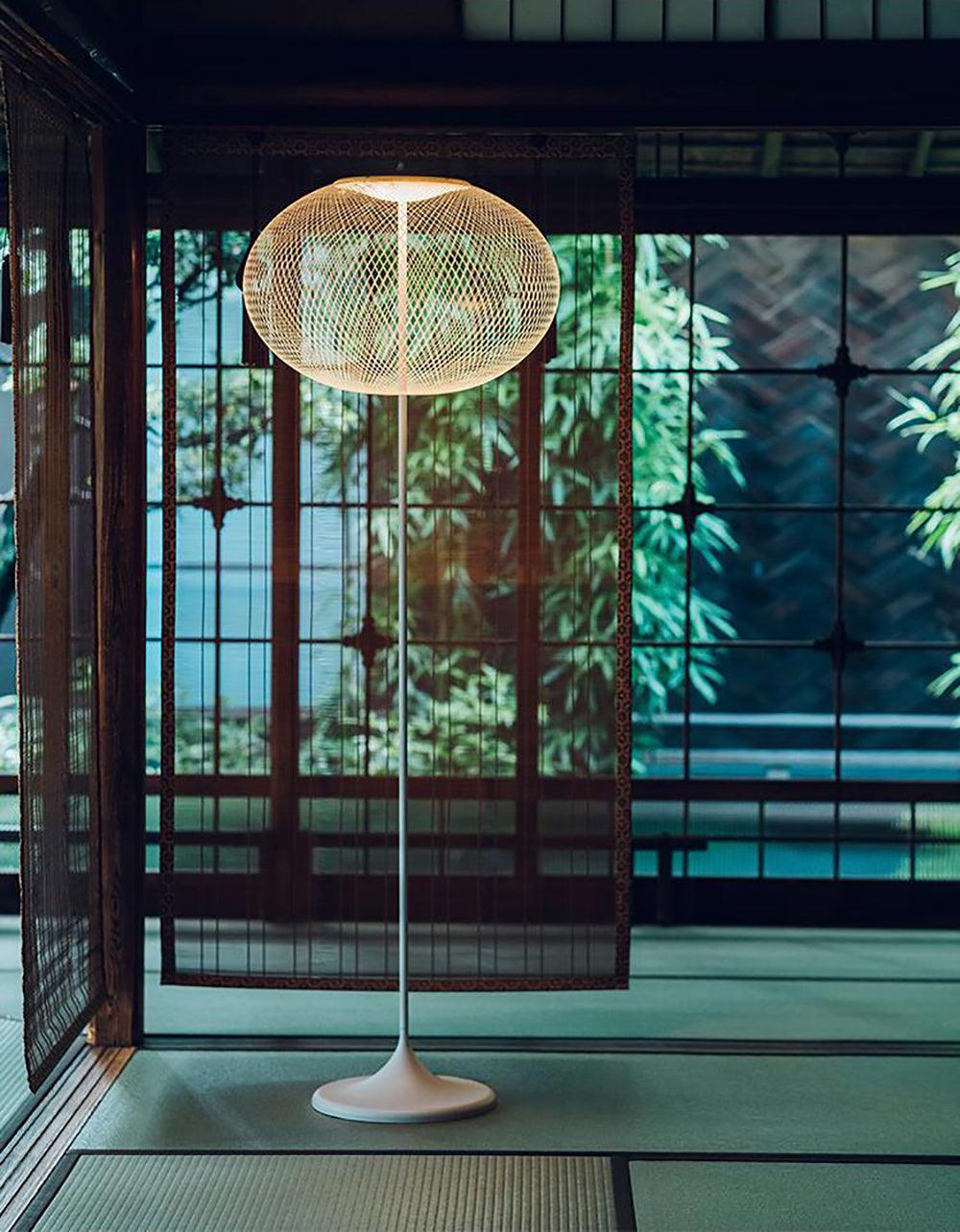 Metallic Meshwork Floor Lamp with Integrated LED Light