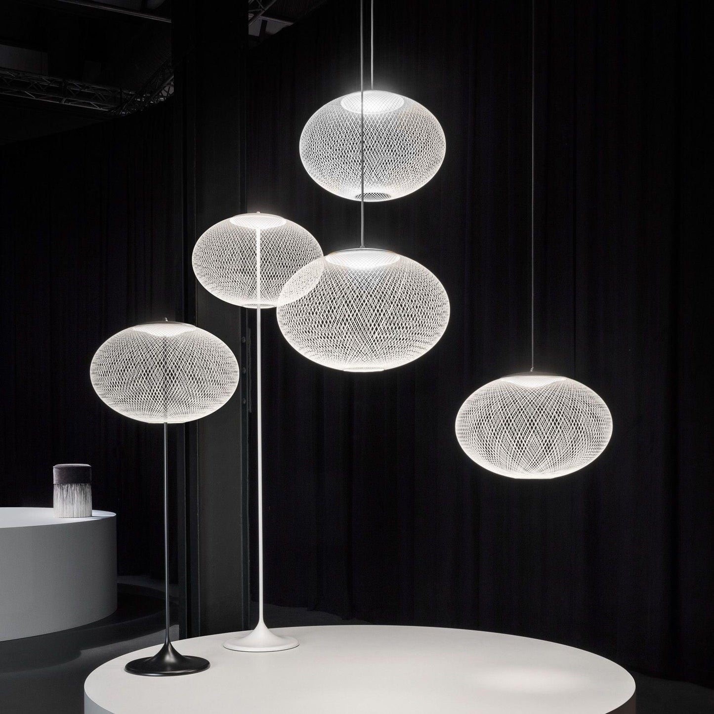 Metallic Meshwork Floor Lamp with Integrated LED Light