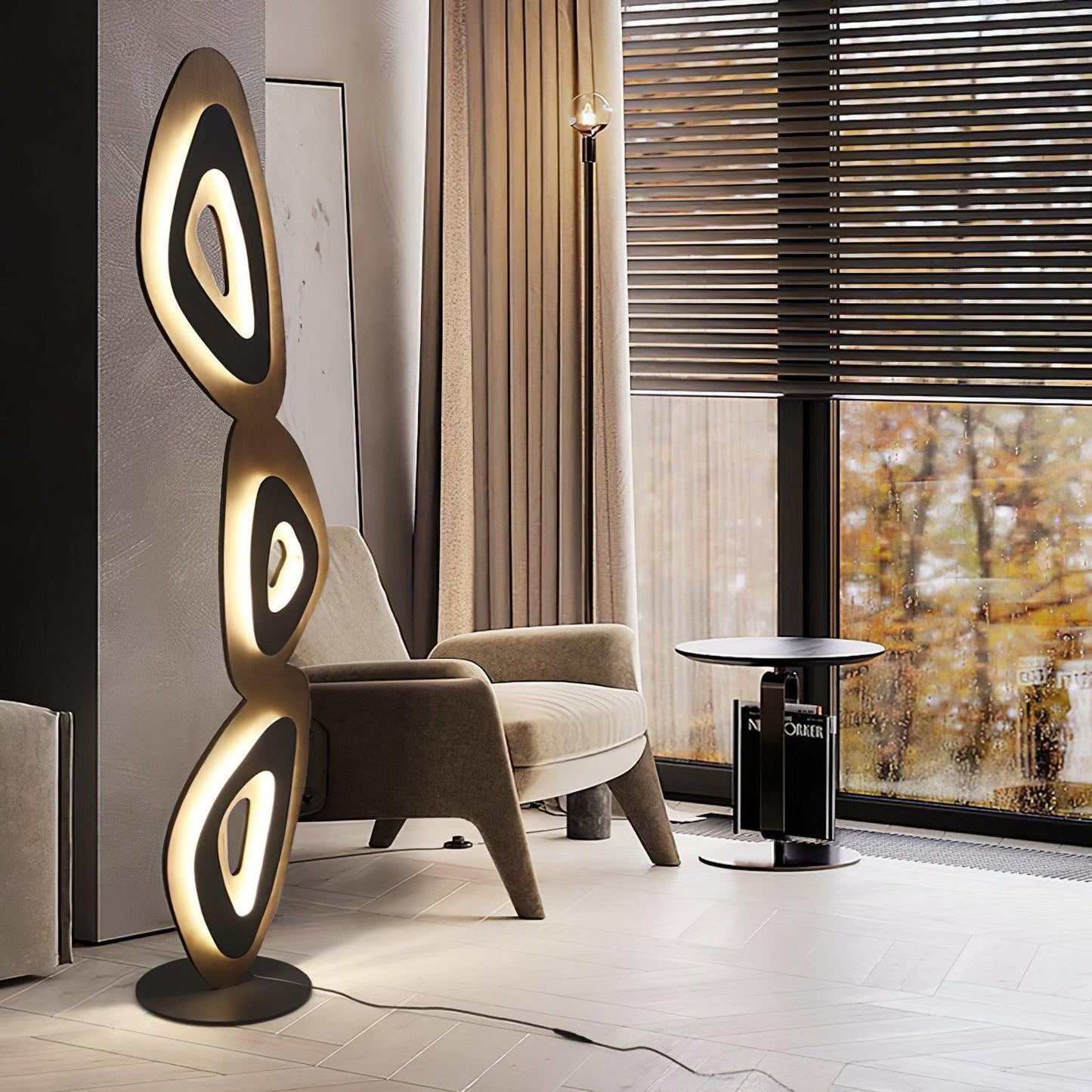 Nevis Floor Lamp - Modern LED Design with Black Shade