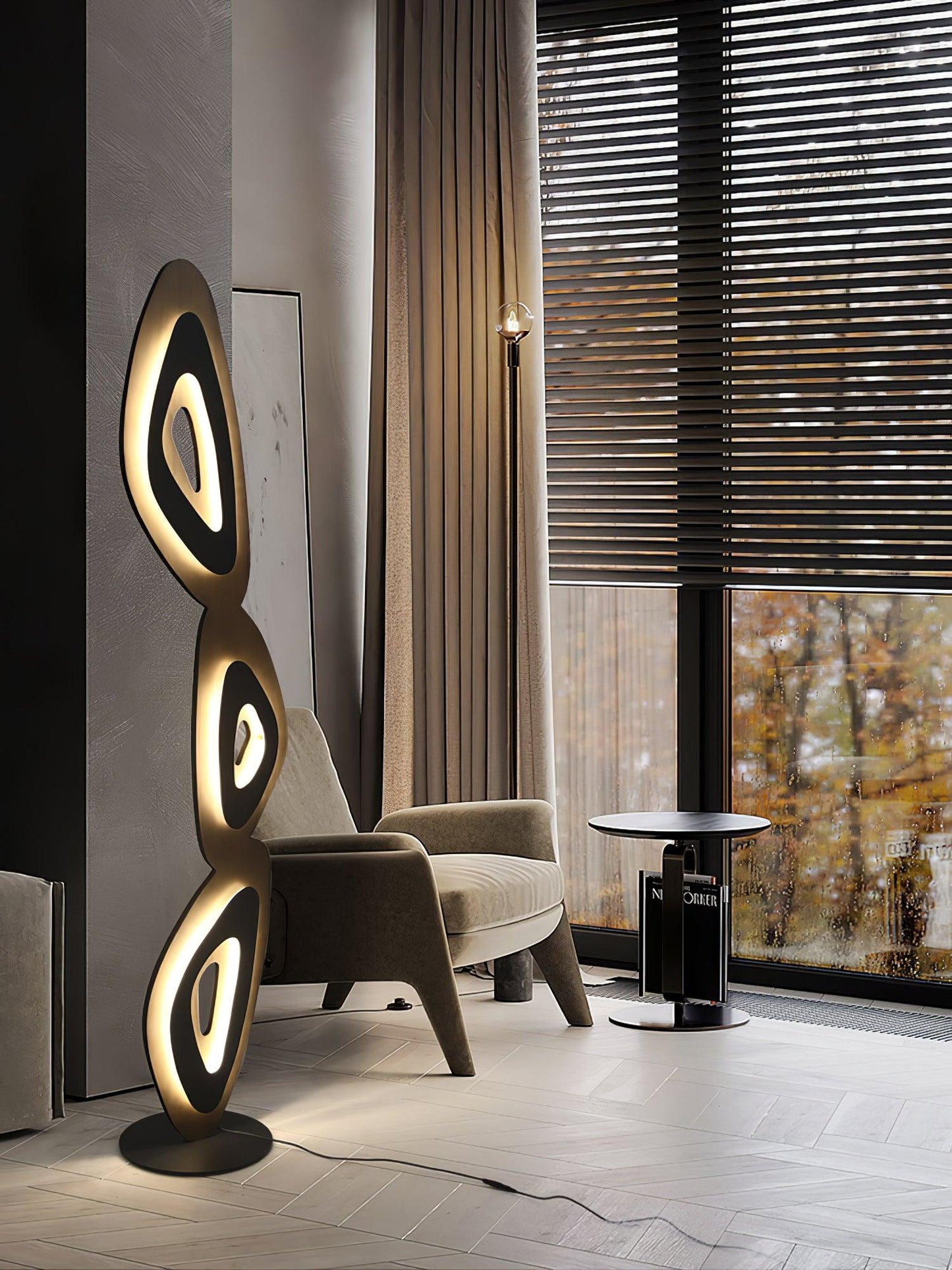 Nevis Floor Lamp - Modern LED Design with Black Shade