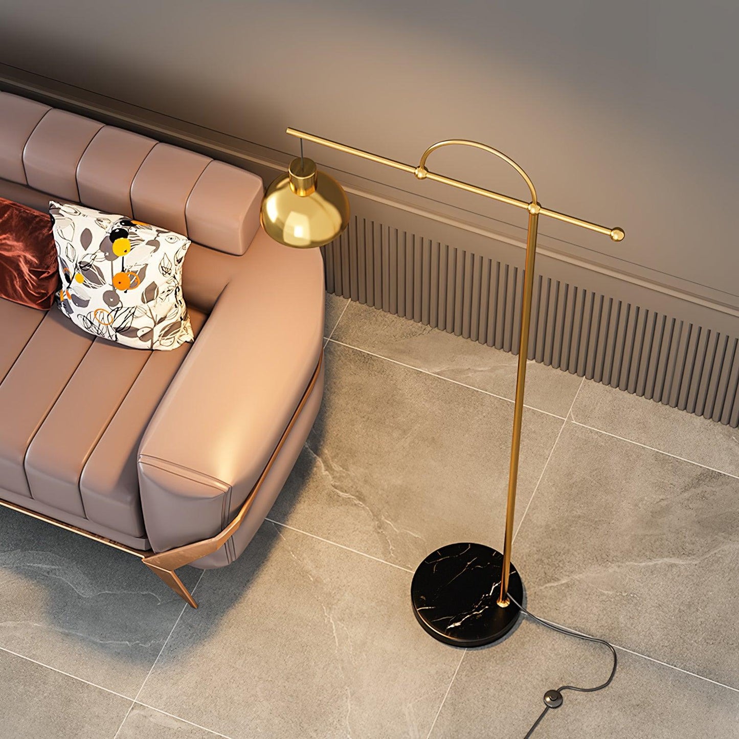 Nidal Floor Lamp - Modern LED Indoor Lighting - Black Gold