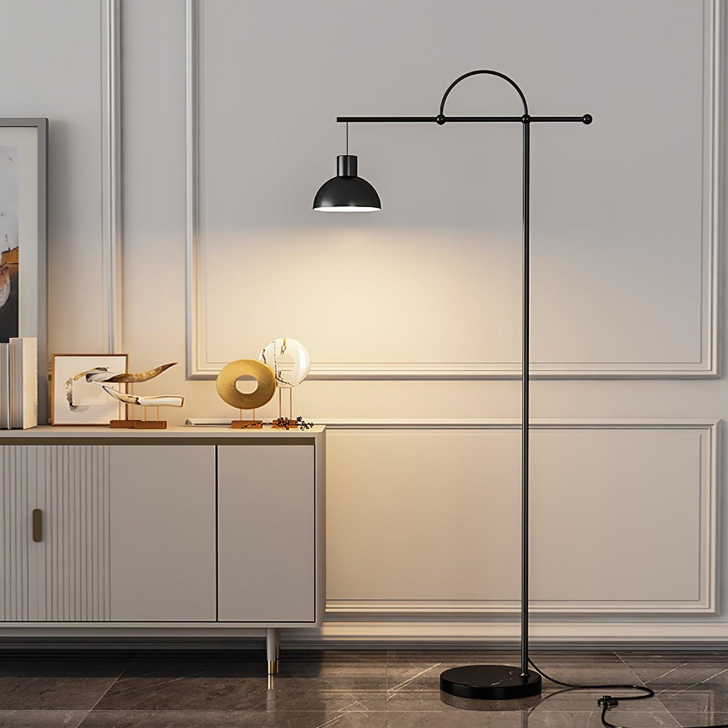 Nidal Floor Lamp - Modern LED Indoor Lighting - Black Gold