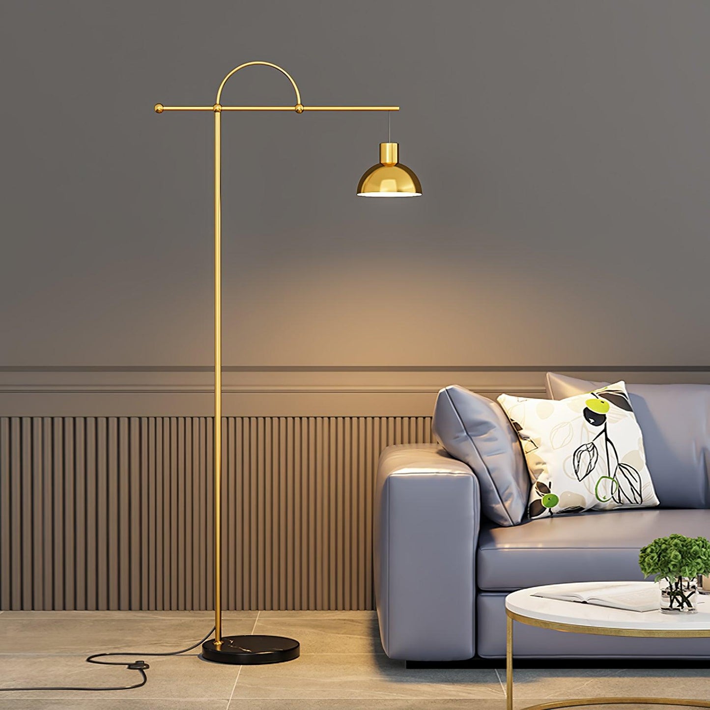 Nidal Floor Lamp - Modern LED Indoor Lighting - Black Gold