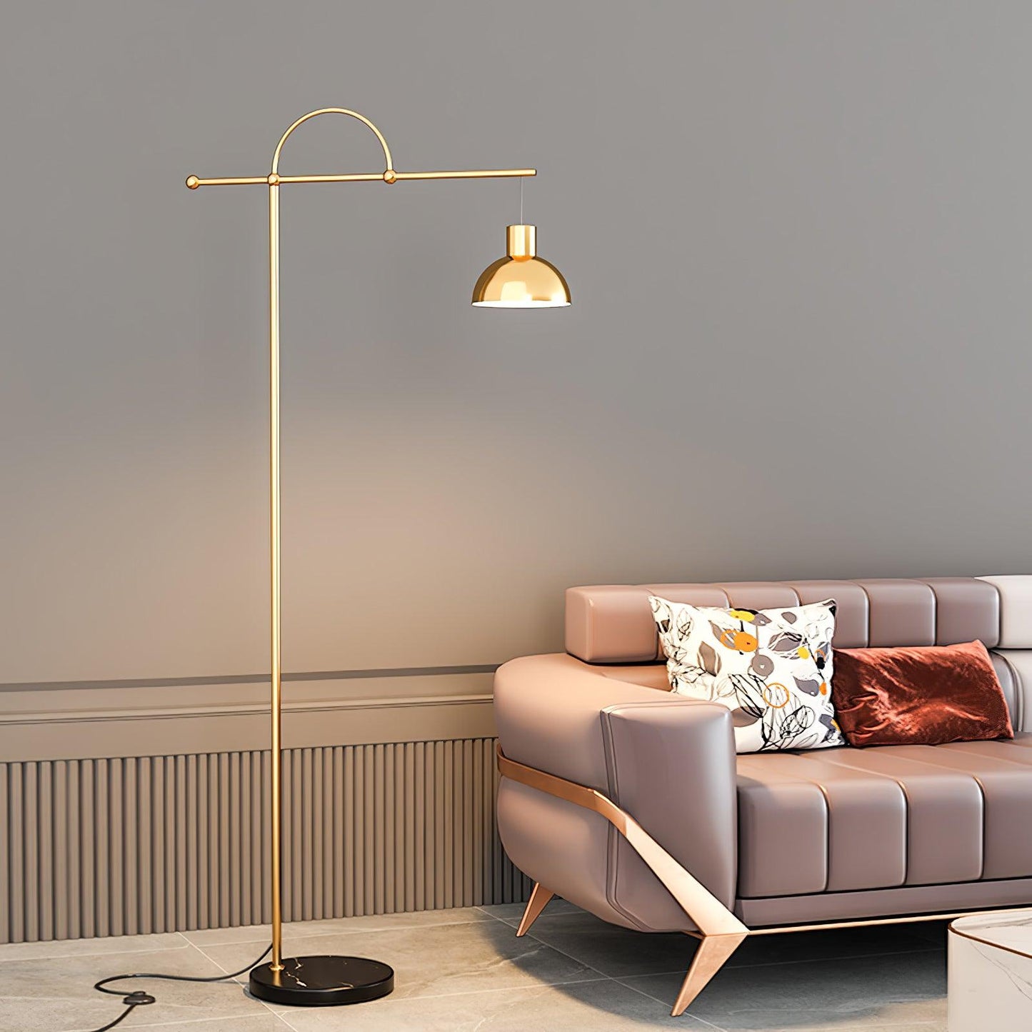 Nidal Floor Lamp - Modern LED Indoor Lighting - Black Gold