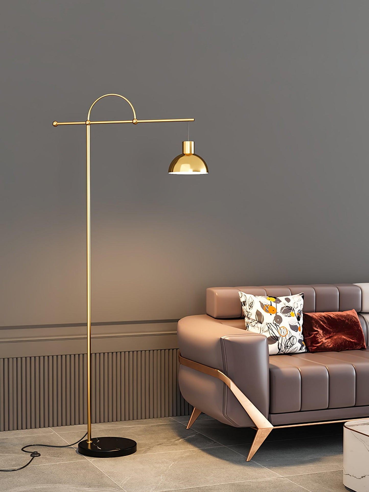 Nidal Floor Lamp - Modern LED Indoor Lighting - Black Gold