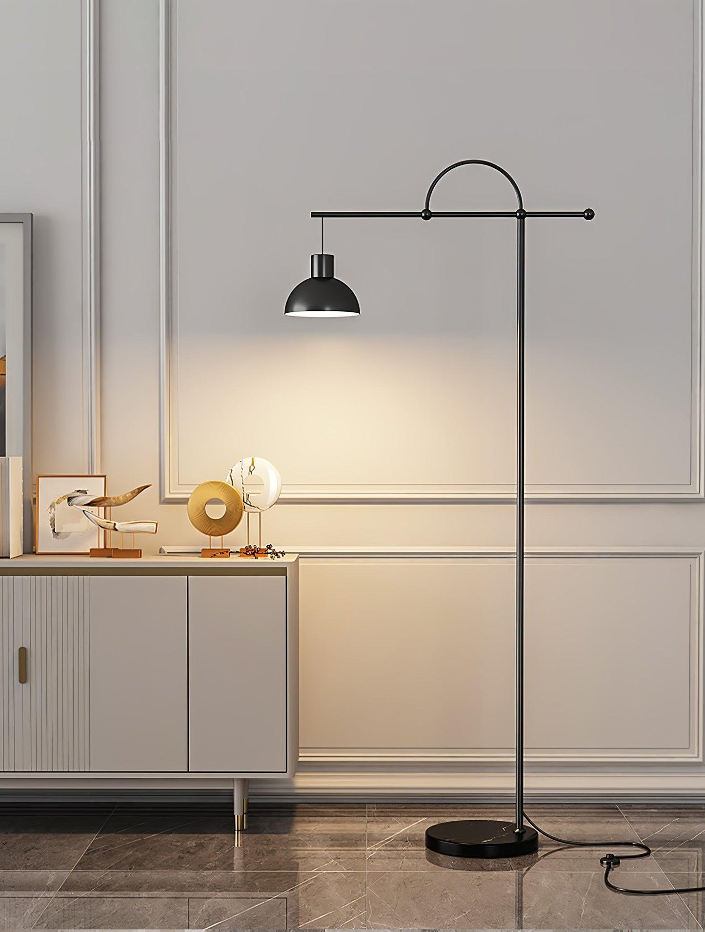 Nidal Floor Lamp - Modern LED Indoor Lighting - Black Gold