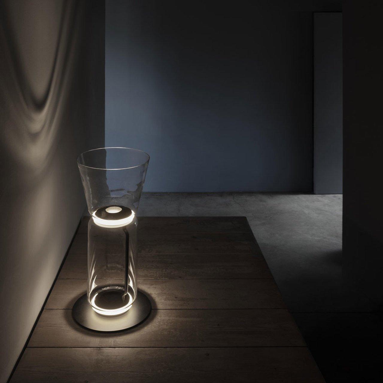 Bamboo Glass Floor Lamp with Integrated LED Light, Stylish Design