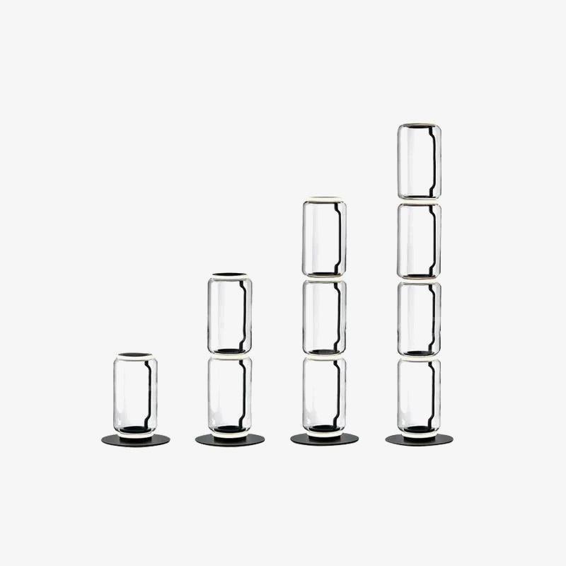Bamboo Glass Floor Lamp with Integrated LED Light, Stylish Design