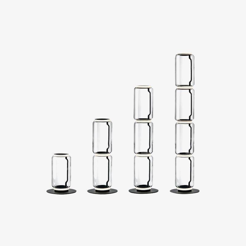 Bamboo Glass Floor Lamp with Integrated LED Light, Stylish Design