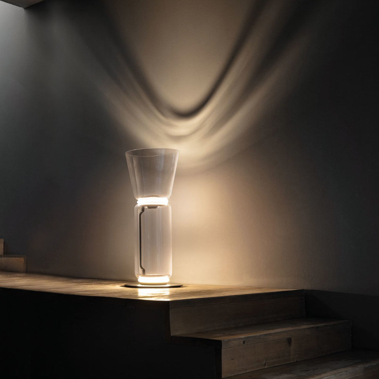 Bamboo Glass Floor Lamp with Integrated LED Light, Stylish Design