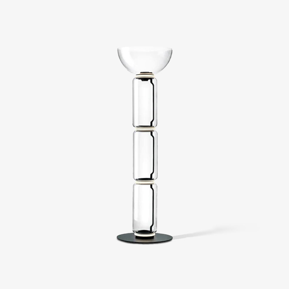 Bamboo Glass Floor Lamp with Integrated LED Light, Stylish Design