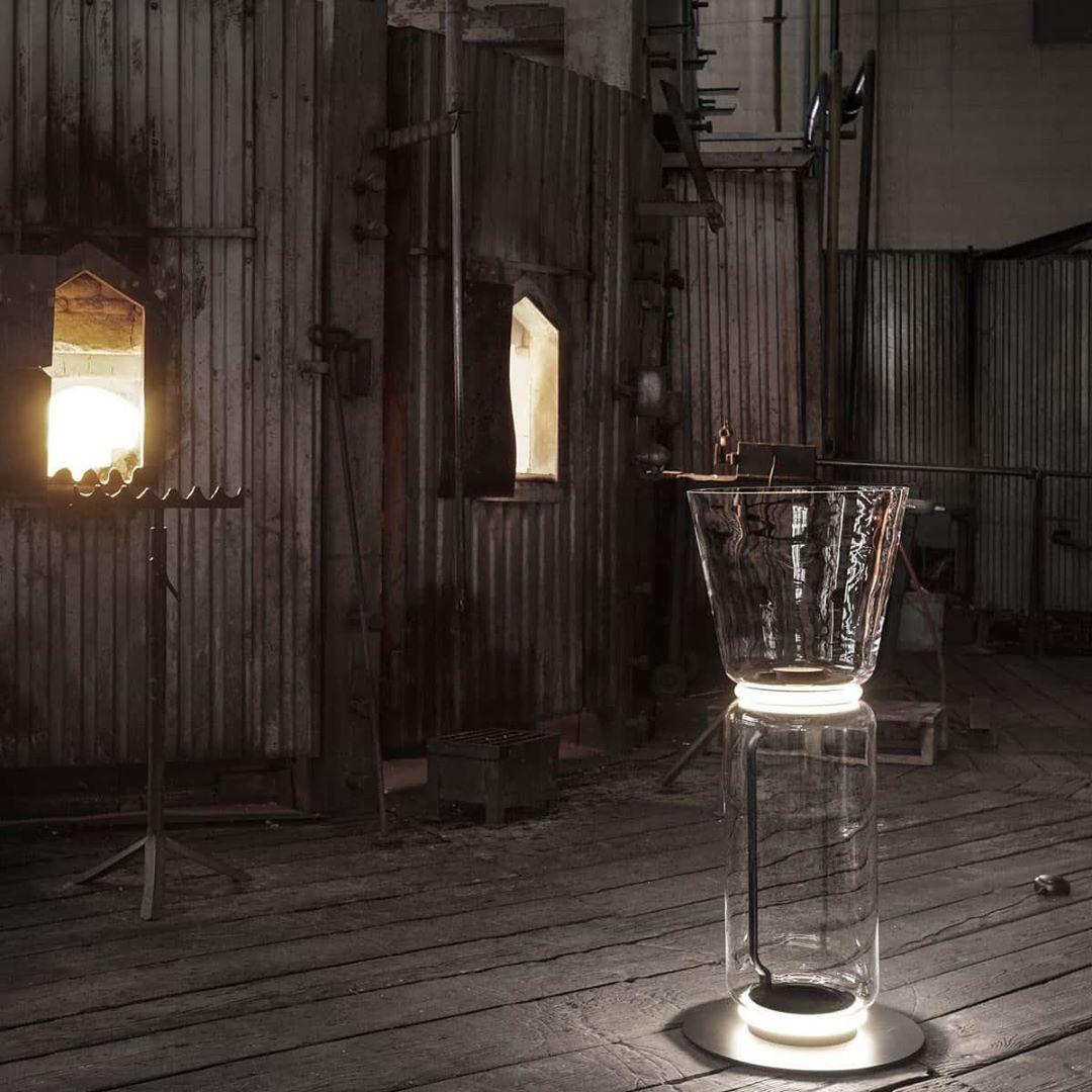 Bamboo Glass Floor Lamp with Integrated LED Light, Stylish Design