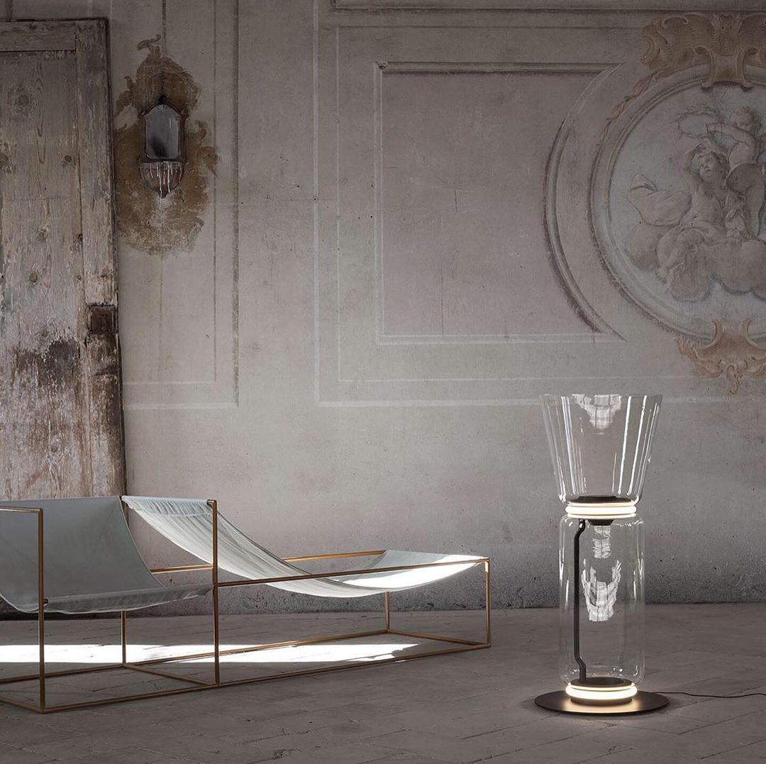 Bamboo Glass Floor Lamp with Integrated LED Light, Stylish Design