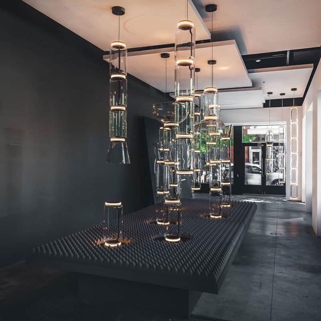 Bamboo Glass Floor Lamp with Integrated LED Light, Stylish Design