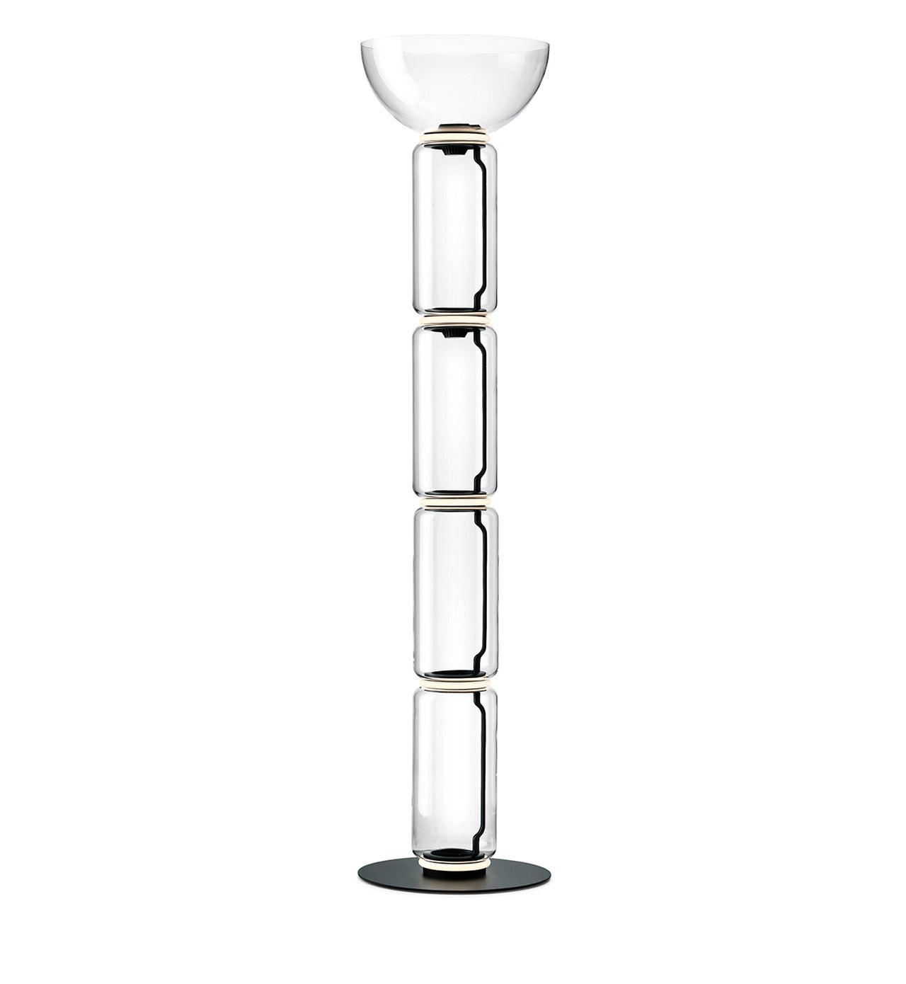 Bamboo Glass Floor Lamp with Integrated LED Light, Stylish Design