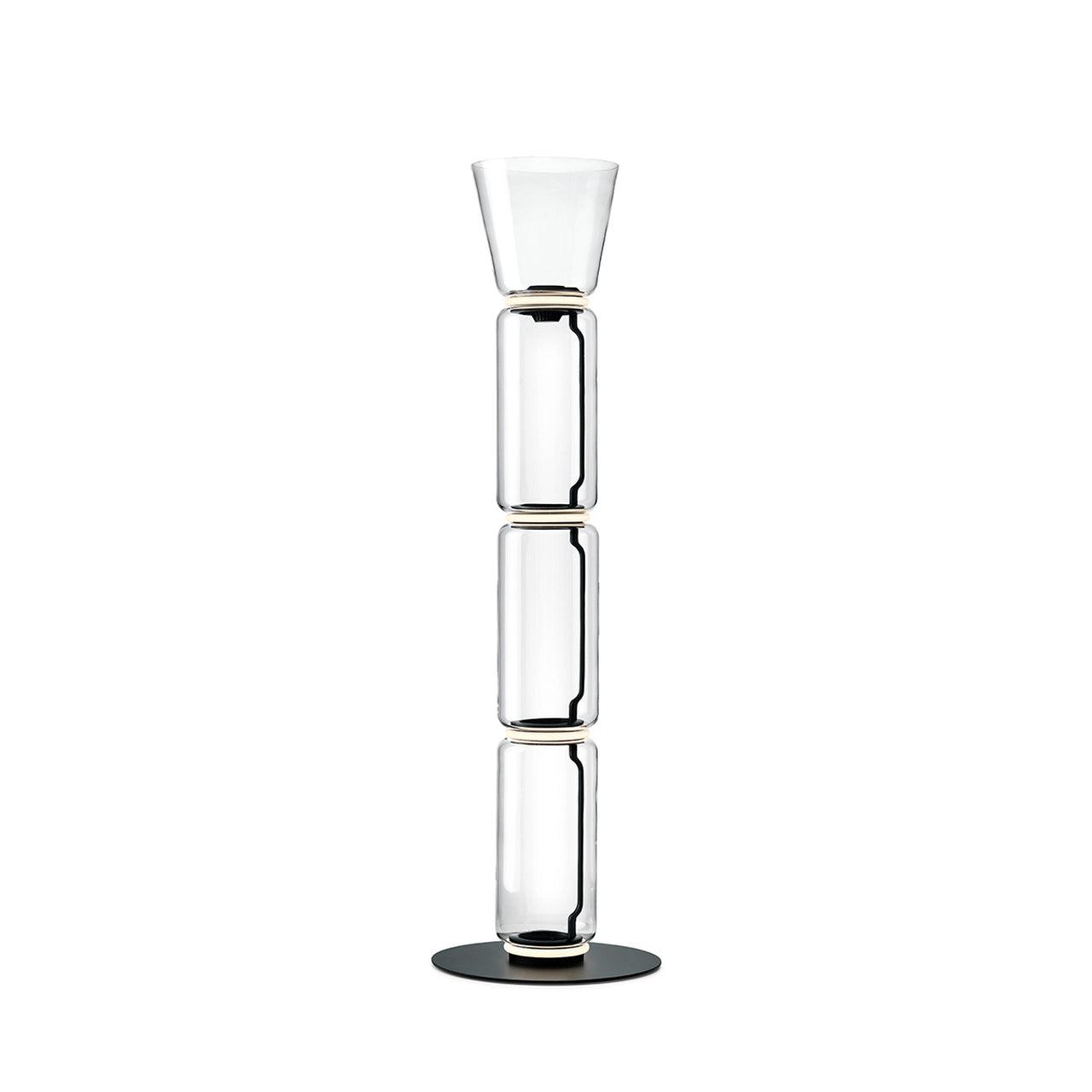 Bamboo Glass Floor Lamp with Integrated LED Light, Stylish Design