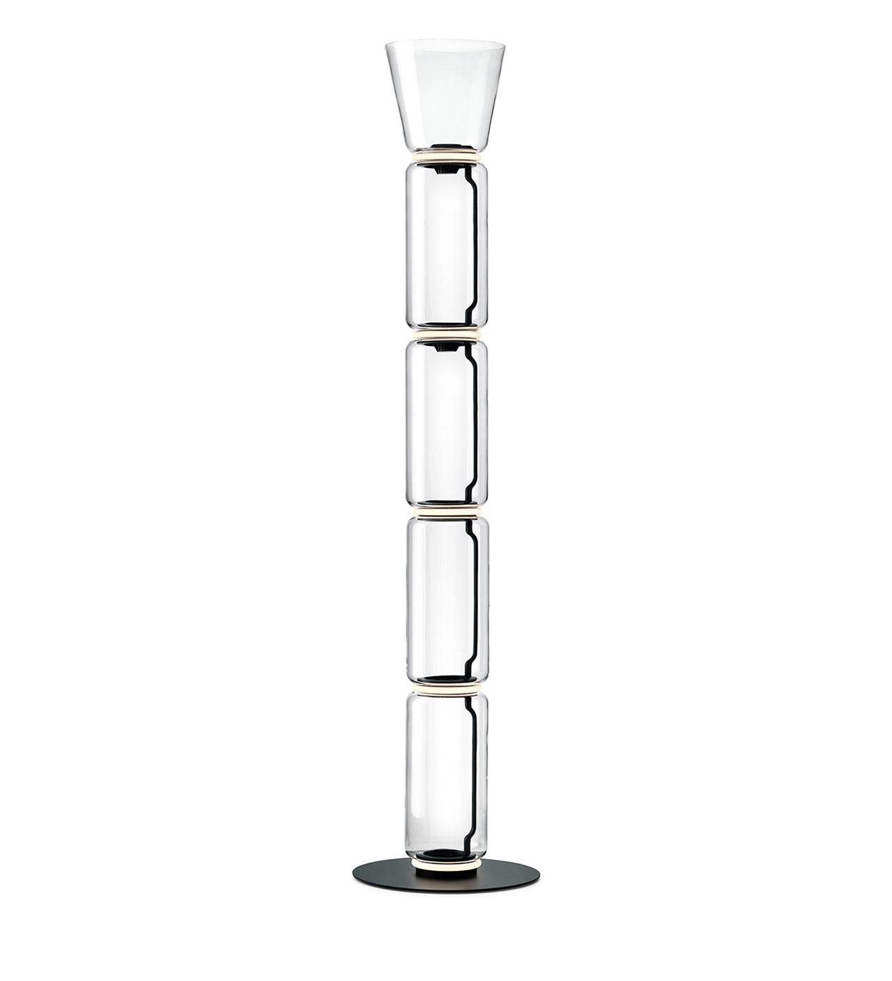 Bamboo Glass Floor Lamp with Integrated LED Light, Stylish Design
