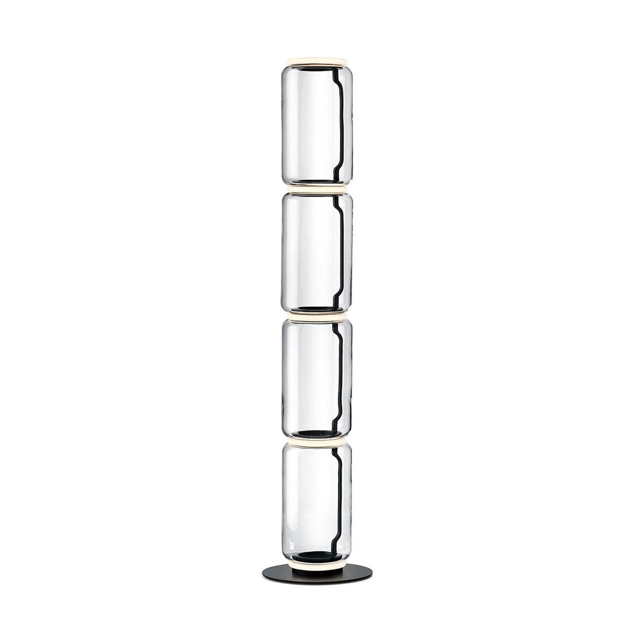 Bamboo Glass Floor Lamp with Integrated LED Light, Stylish Design