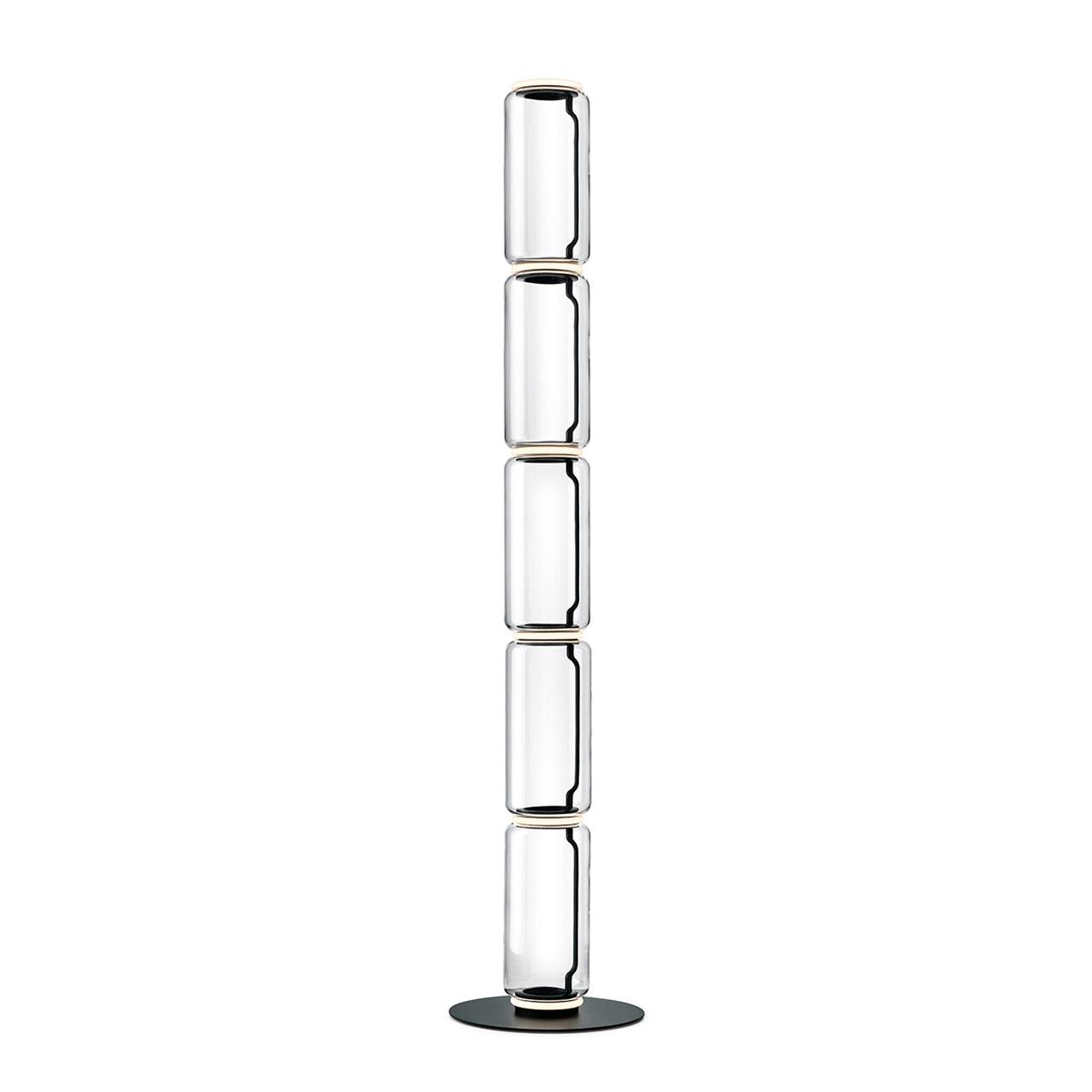 Bamboo Glass Floor Lamp with Integrated LED Light, Stylish Design