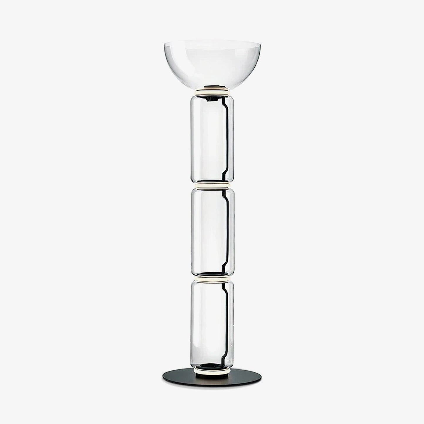 Bamboo Glass Floor Lamp with Integrated LED Light, Stylish Design