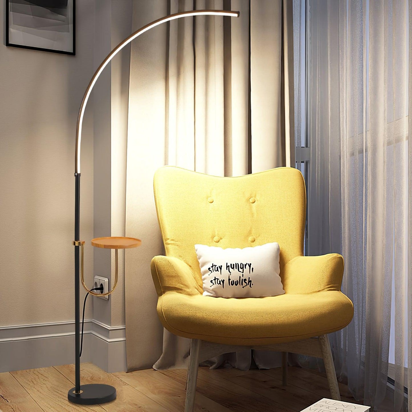 Nordic Arc Floor Lamp - Curved LED Design for Home Lighting