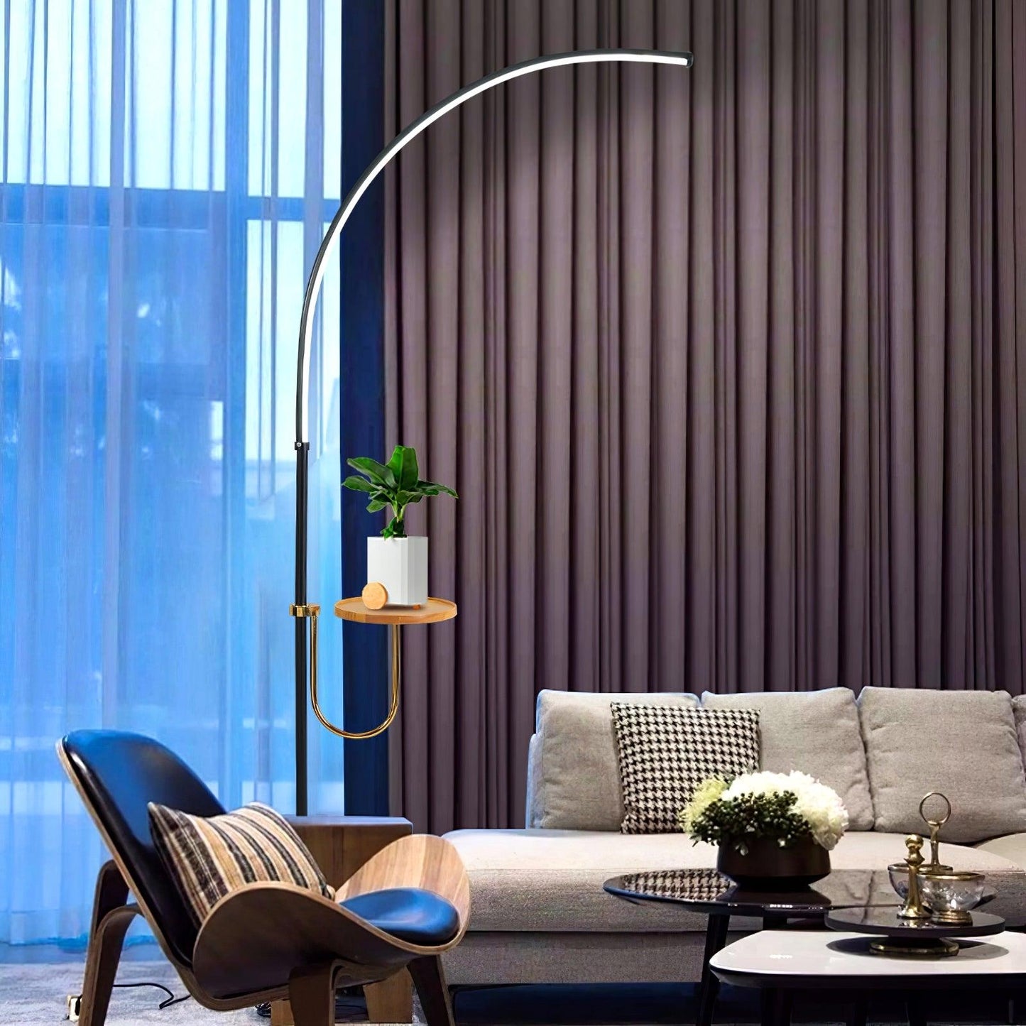 Nordic Arc Floor Lamp - Curved LED Design for Home Lighting