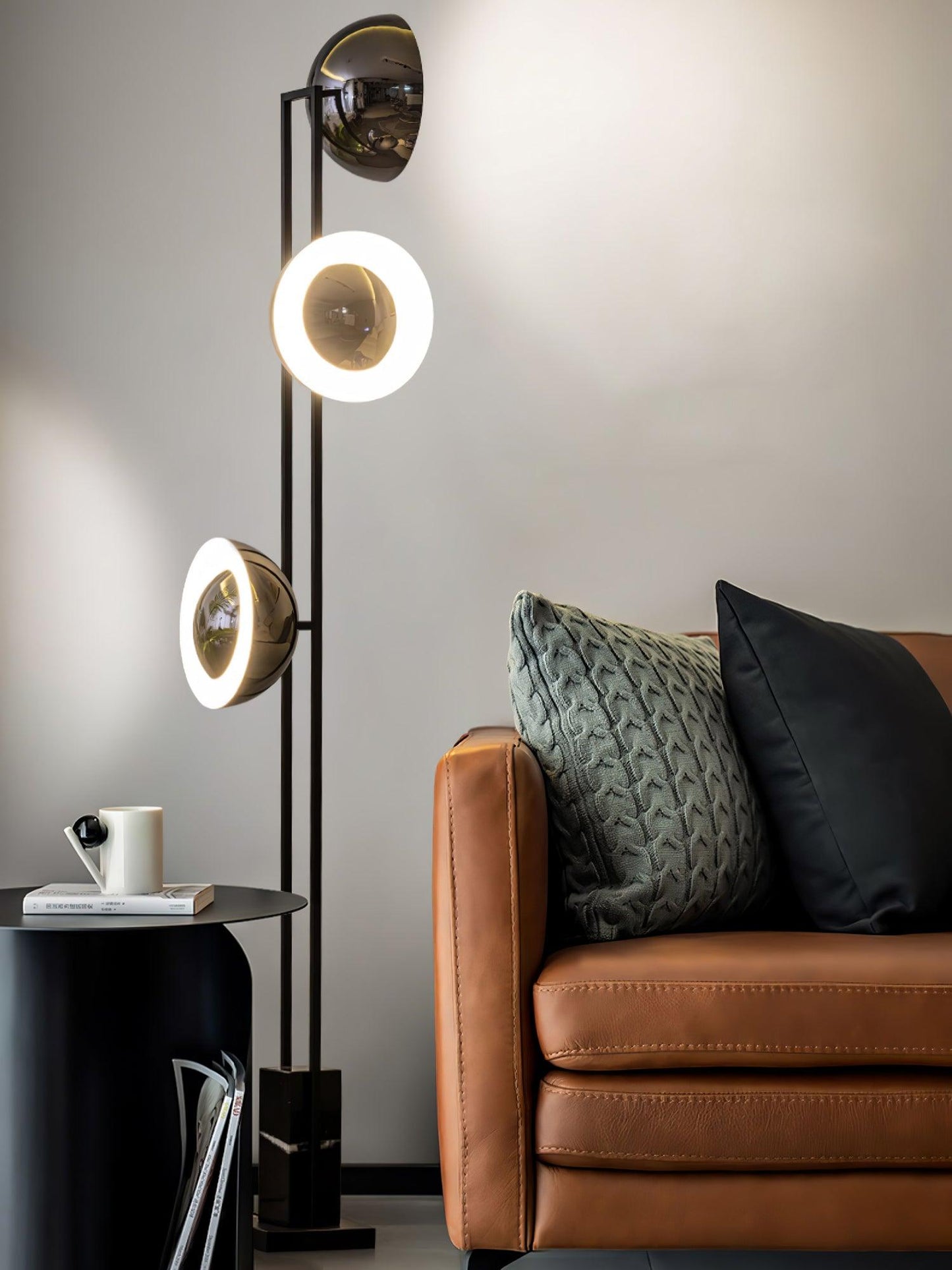O3 Floor Lamp Modern Black LED Three-Light Indoor Lighting