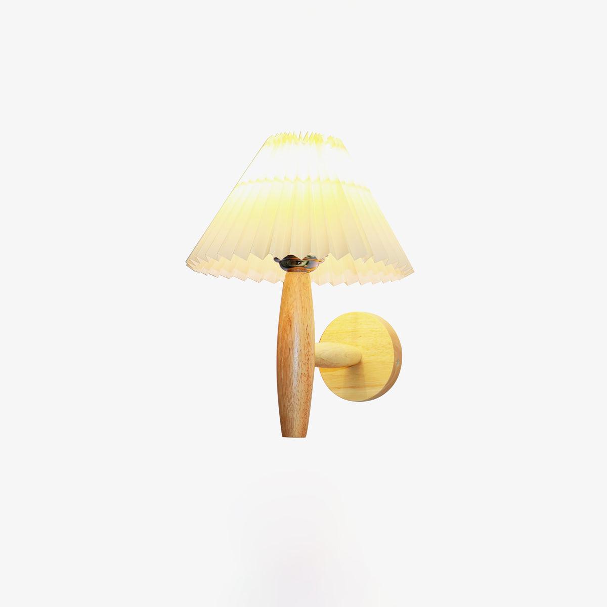 Oak Pleated Wall Light - Natural Oak Fabric Shade, LED