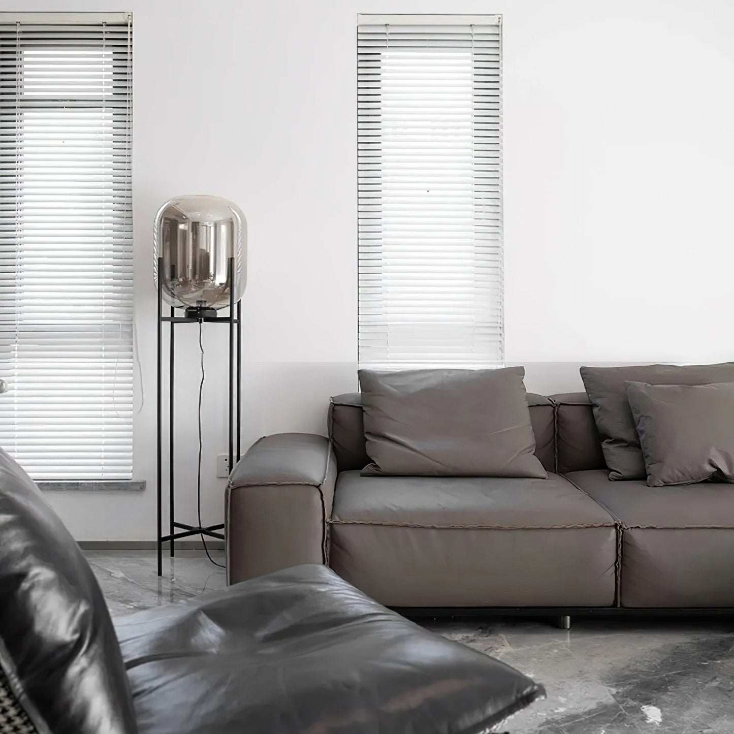 Oda Floor Lamp with Hand Blown Glass, LED, Indoor Use