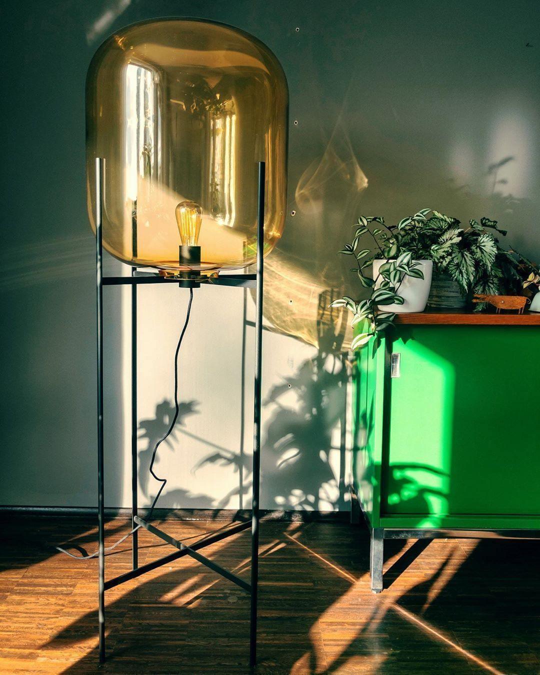 Oda Floor Lamp with Hand Blown Glass, LED, Indoor Use