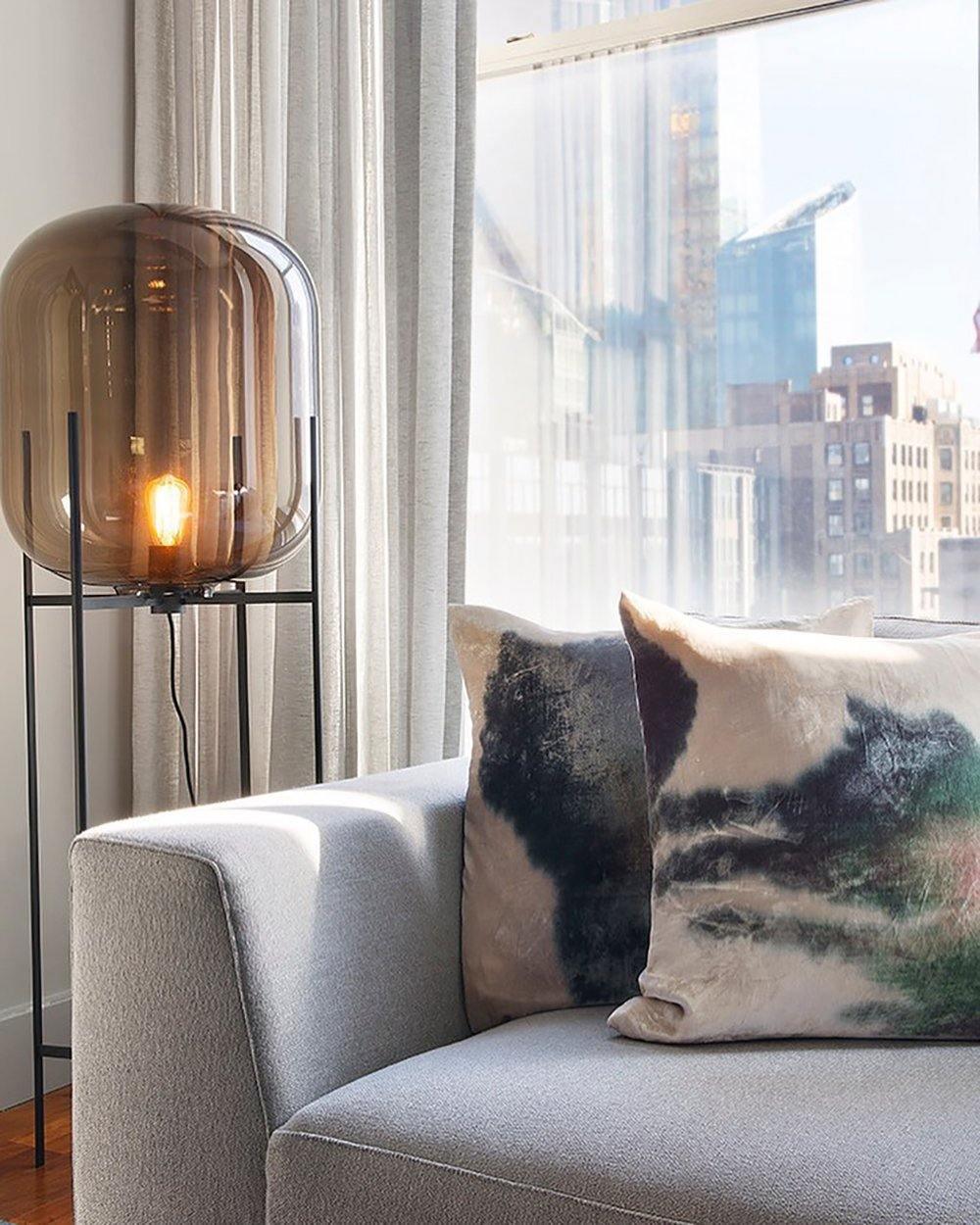 Oda Floor Lamp with Hand Blown Glass, LED, Indoor Use