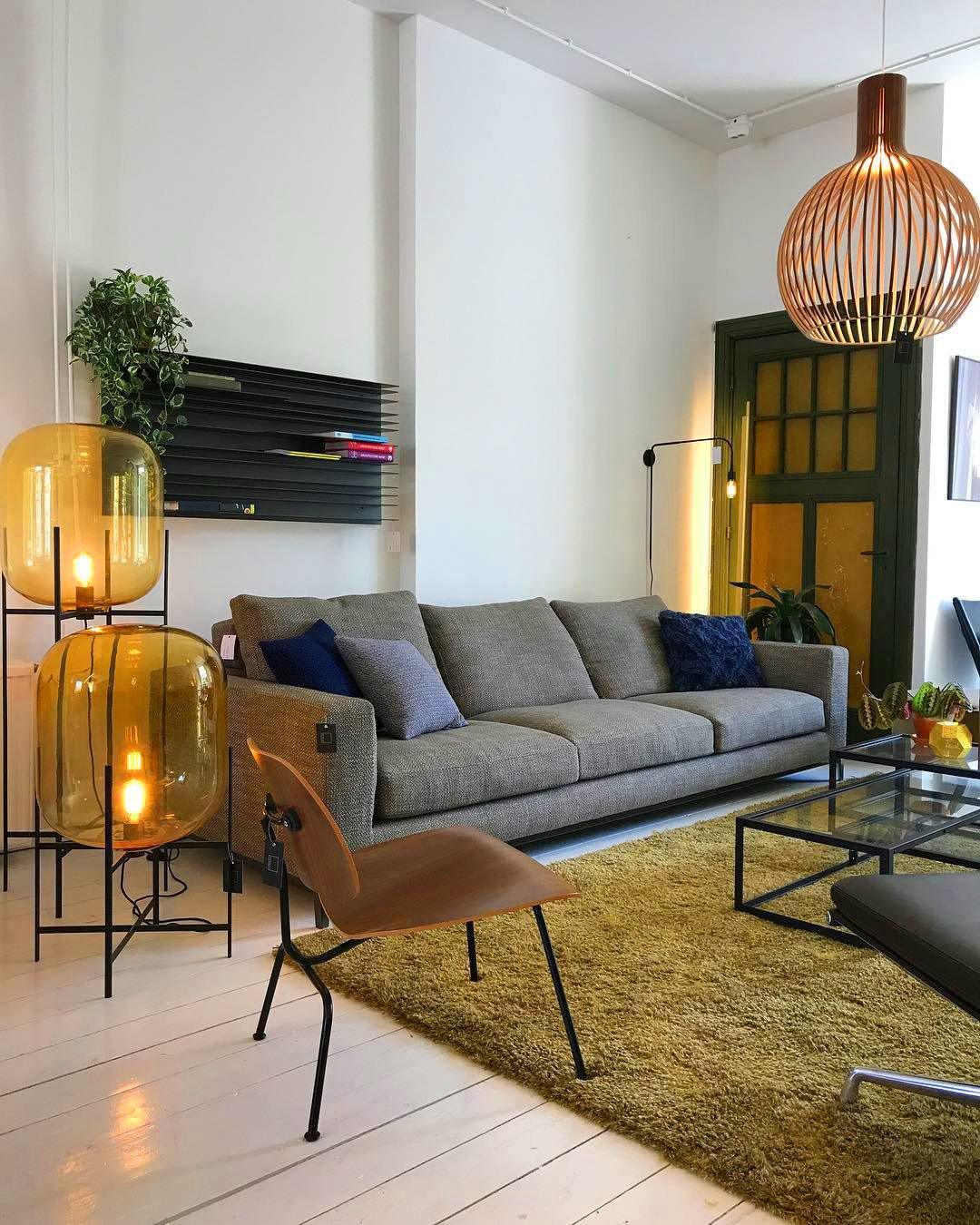 Oda Floor Lamp with Hand Blown Glass, LED, Indoor Use