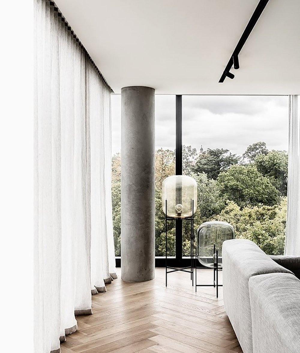 Oda Floor Lamp with Hand Blown Glass, LED, Indoor Use