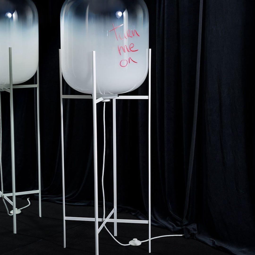 Oda Floor Lamp with Hand Blown Glass, LED, Indoor Use