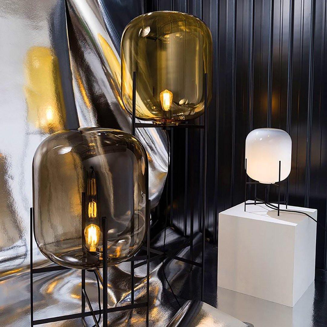 Oda Floor Lamp with Hand Blown Glass, LED, Indoor Use