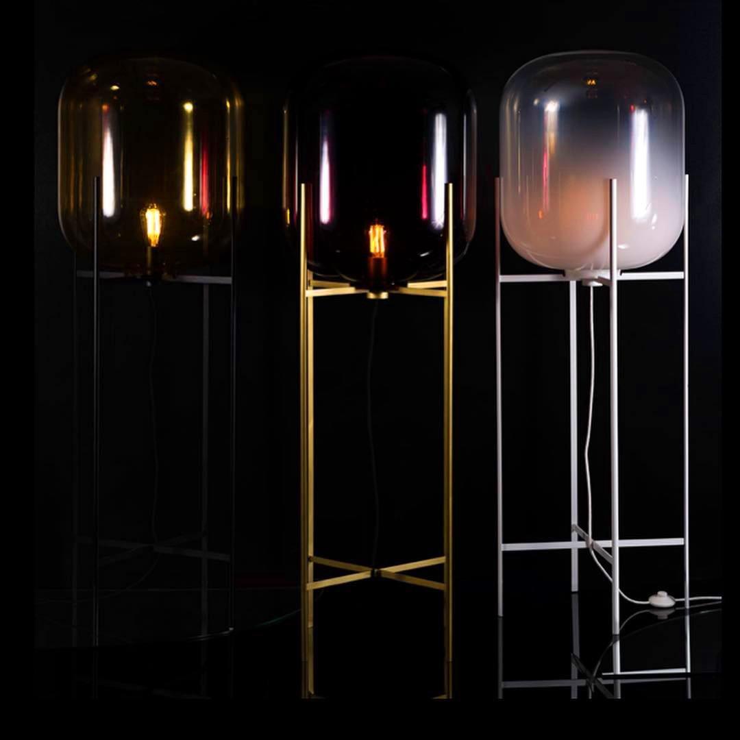 Oda Floor Lamp with Hand Blown Glass, LED, Indoor Use