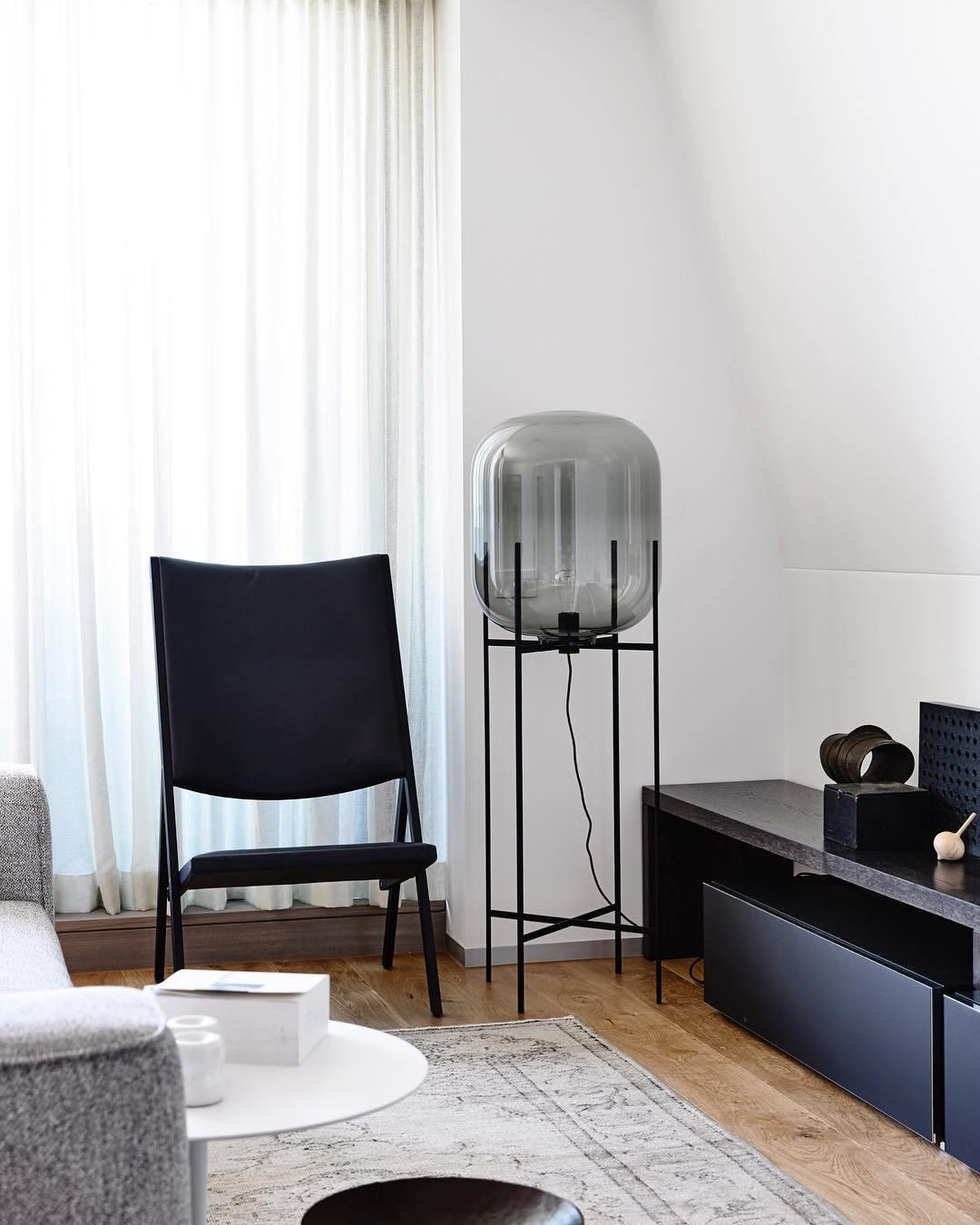 Oda Floor Lamp with Hand Blown Glass, LED, Indoor Use