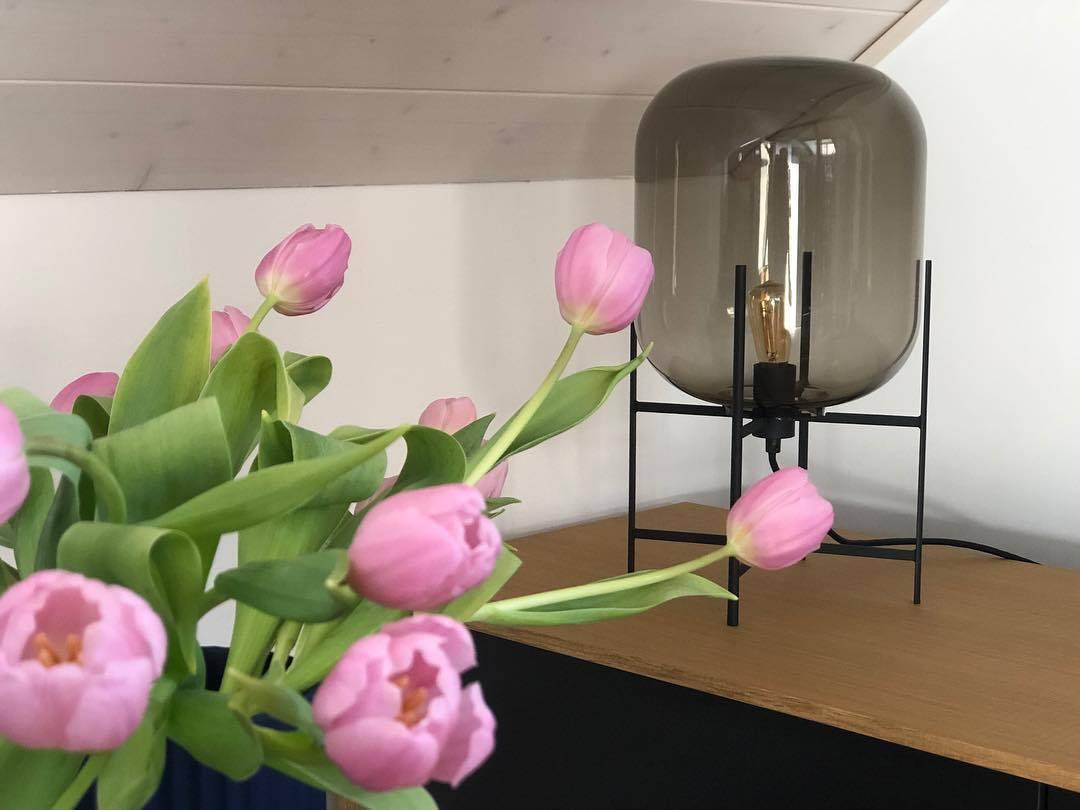 Oda Floor Lamp with Hand Blown Glass, LED, Indoor Use