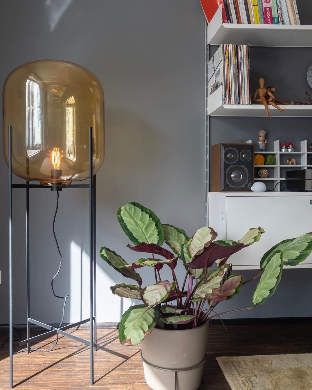 Oda Floor Lamp with Hand Blown Glass, LED, Indoor Use