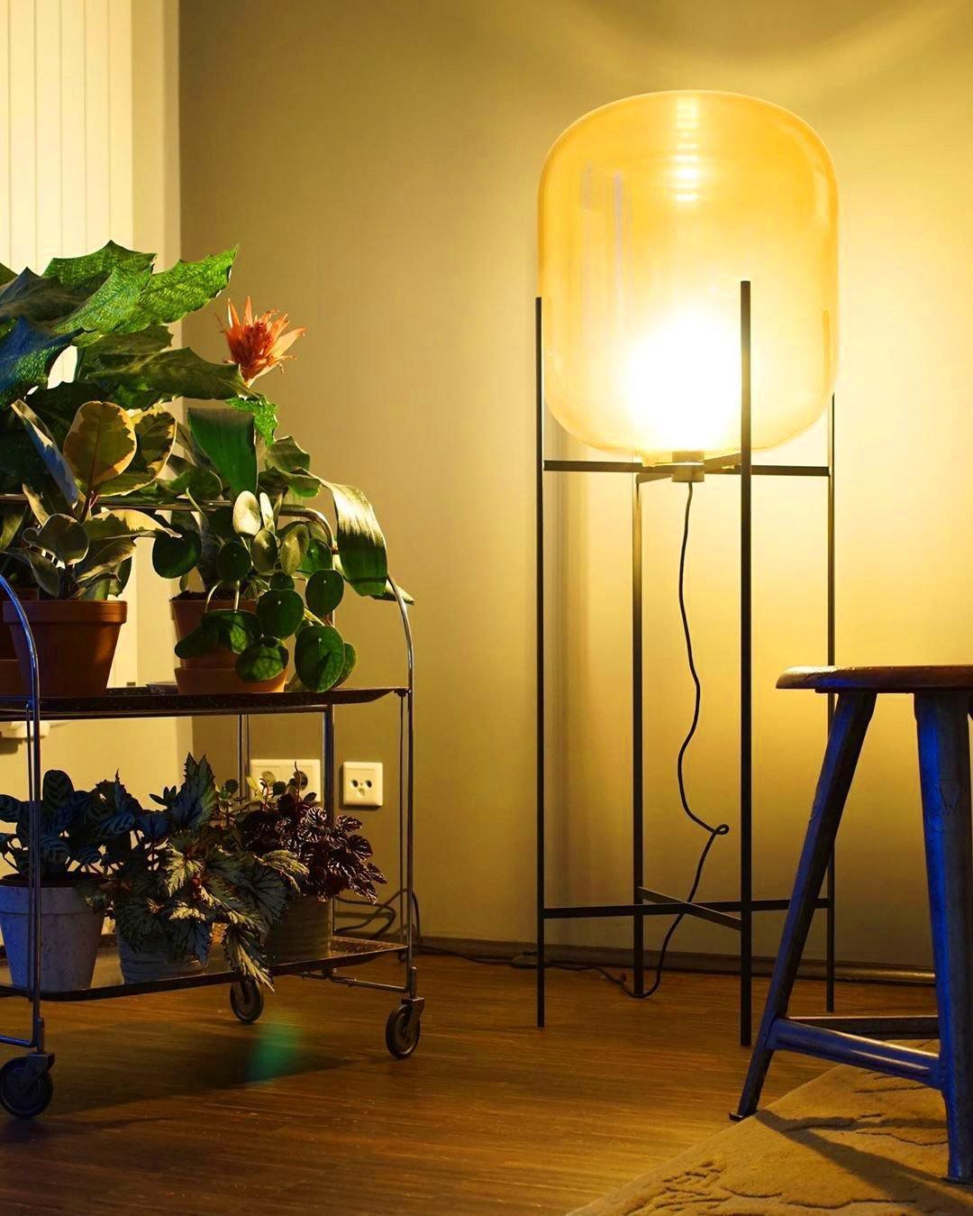 Oda Floor Lamp with Hand Blown Glass, LED, Indoor Use