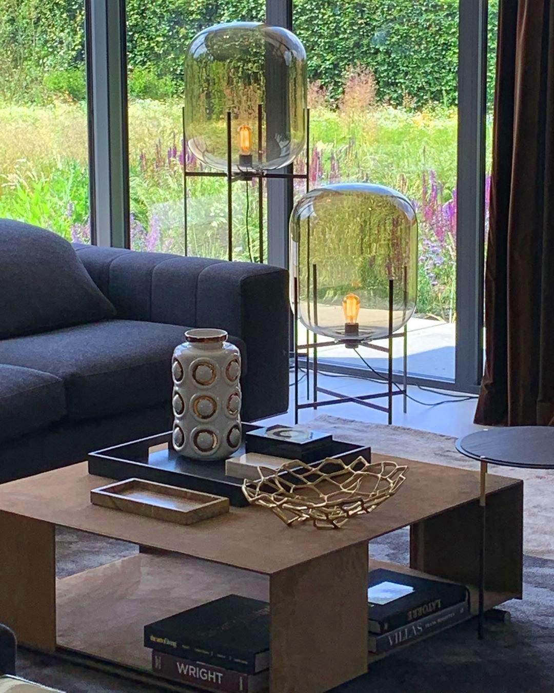 Oda Floor Lamp with Hand Blown Glass, LED, Indoor Use