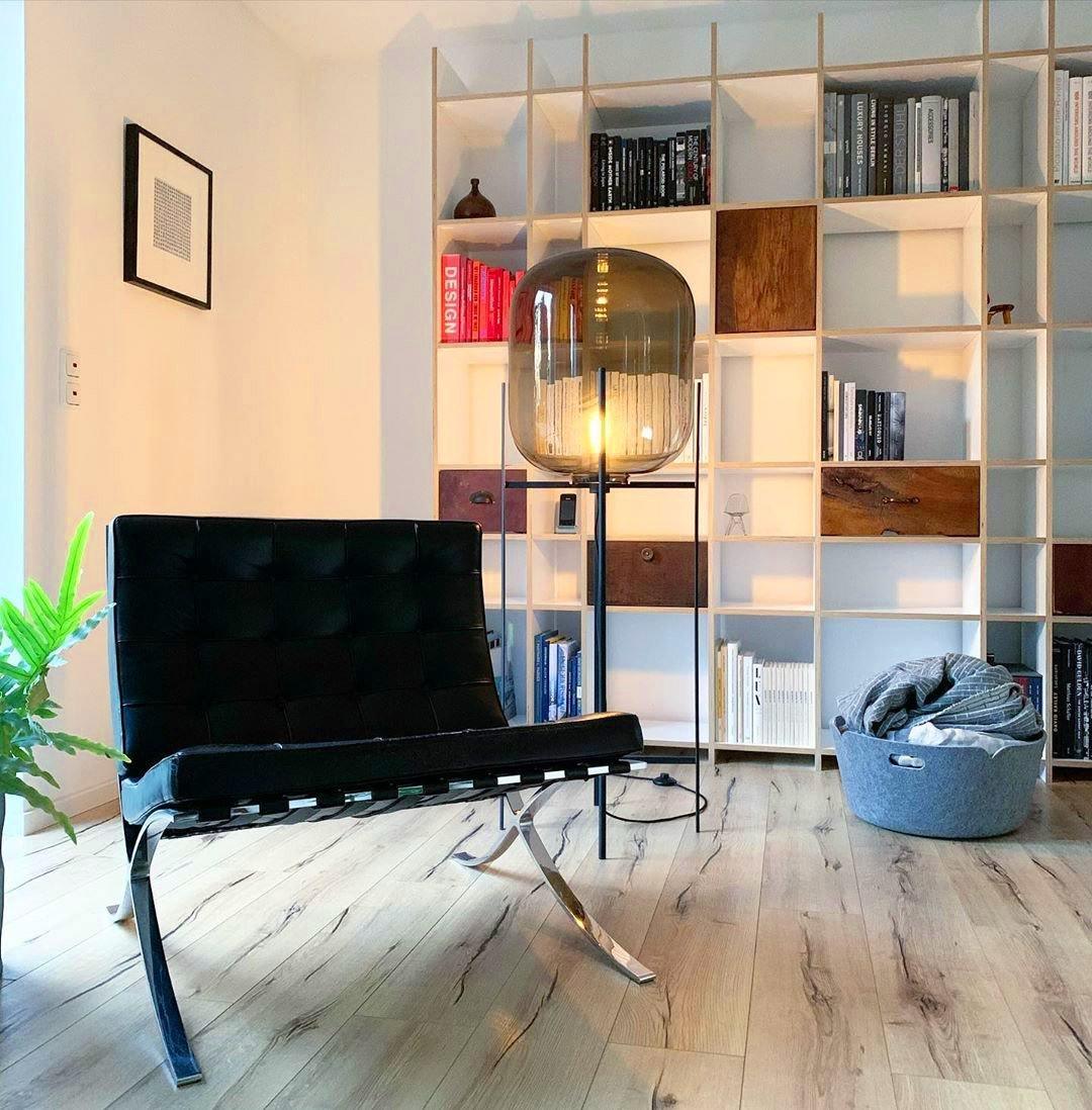 Oda Floor Lamp with Hand Blown Glass, LED, Indoor Use