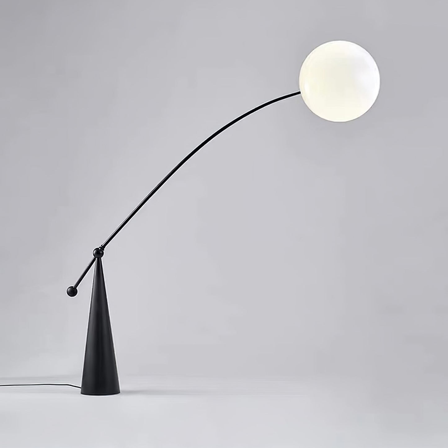 Opal Arc Floor Lamp with LED, Black Metal, Indoor Use