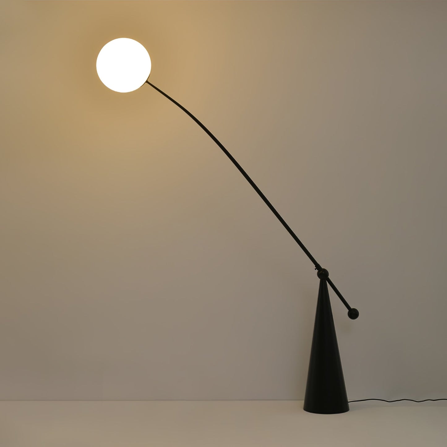 Opal Arc Floor Lamp with LED, Black Metal, Indoor Use