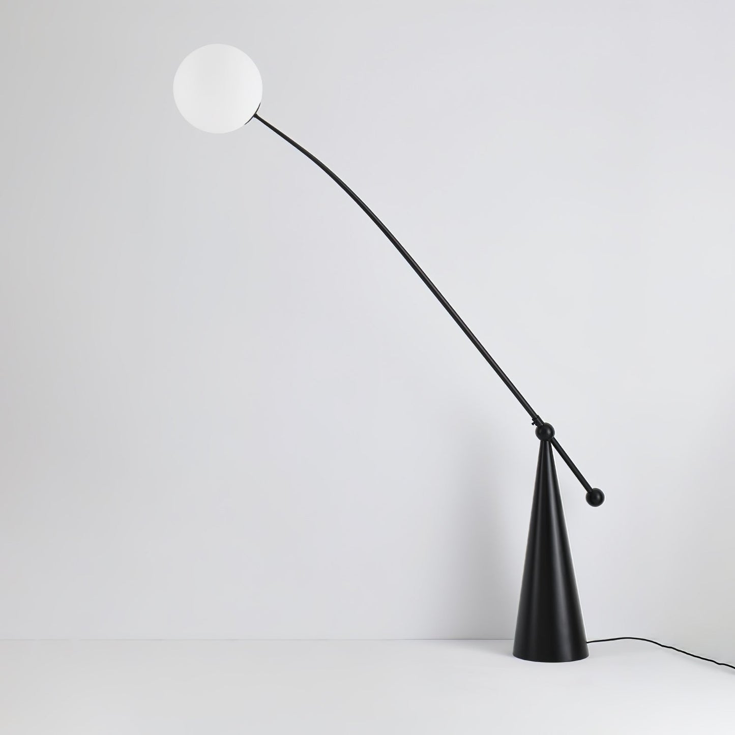 Opal Arc Floor Lamp with LED, Black Metal, Indoor Use