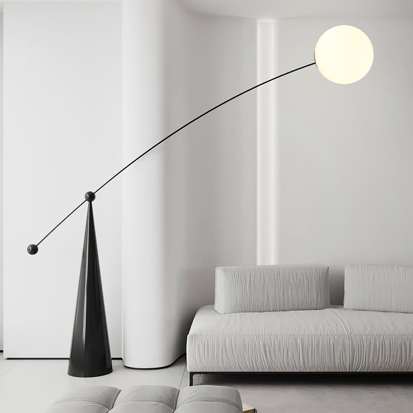 Opal Arc Floor Lamp with LED, Black Metal, Indoor Use