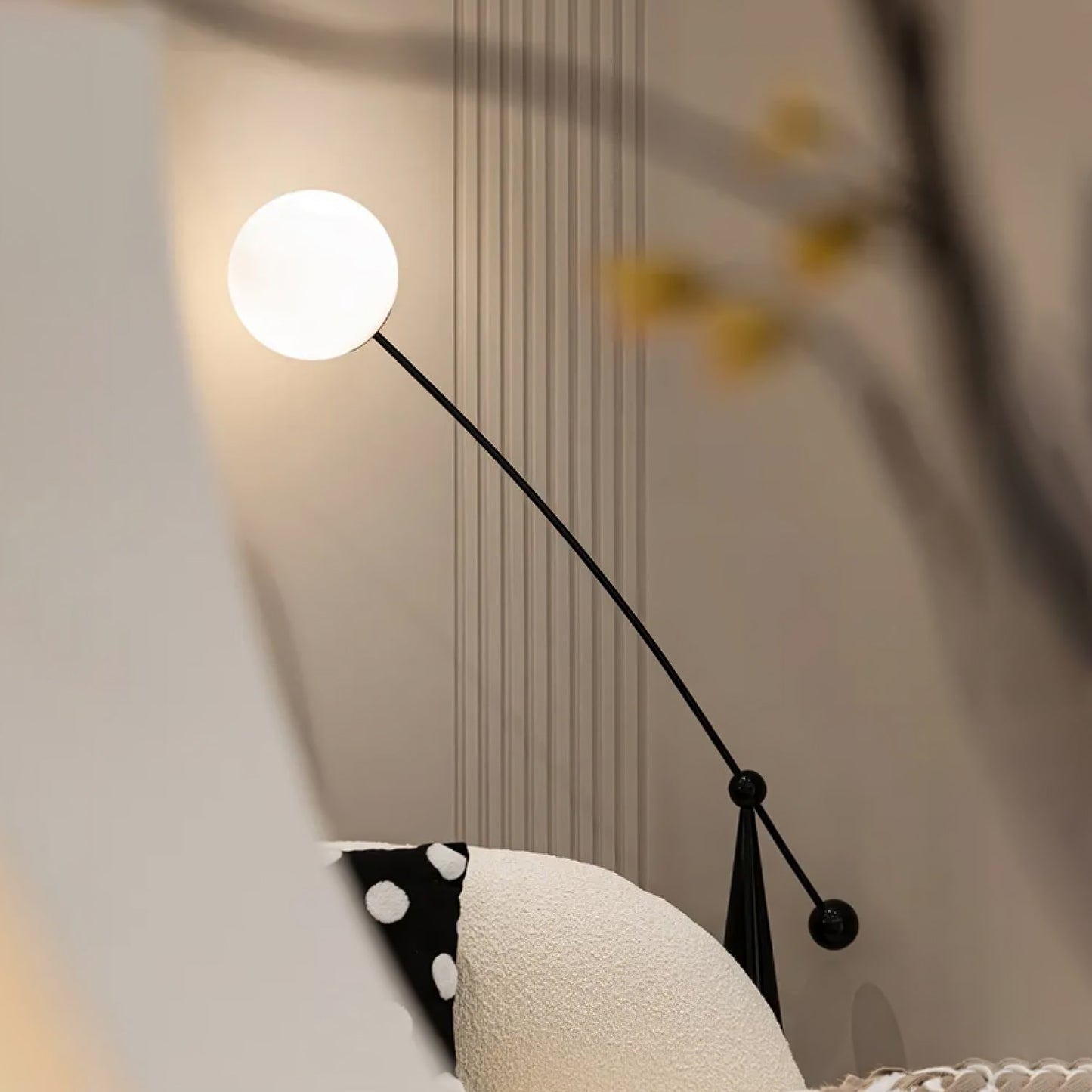 Opal Arc Floor Lamp with LED, Black Metal, Indoor Use