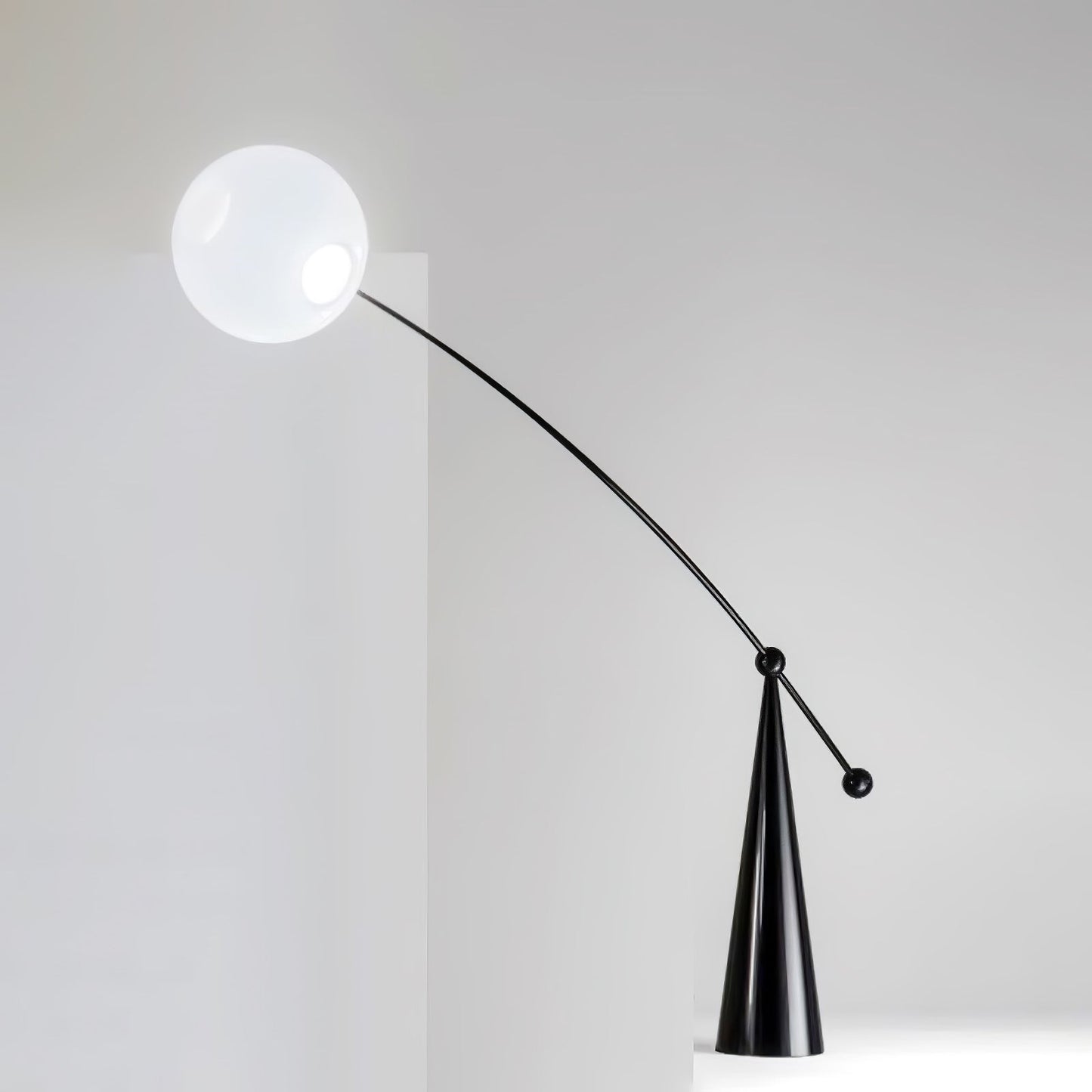 Opal Arc Floor Lamp with LED, Black Metal, Indoor Use
